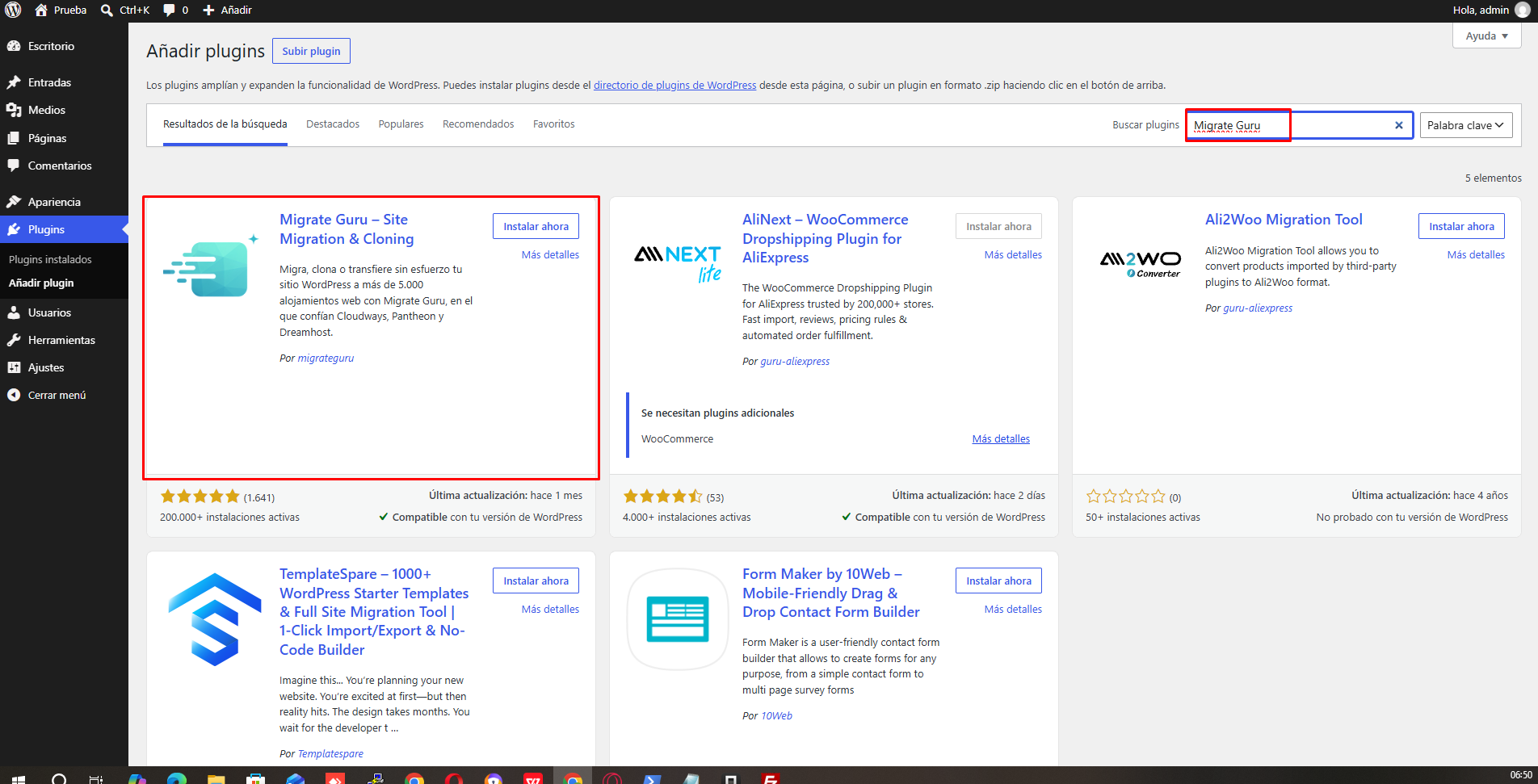Instalar Migrate guru