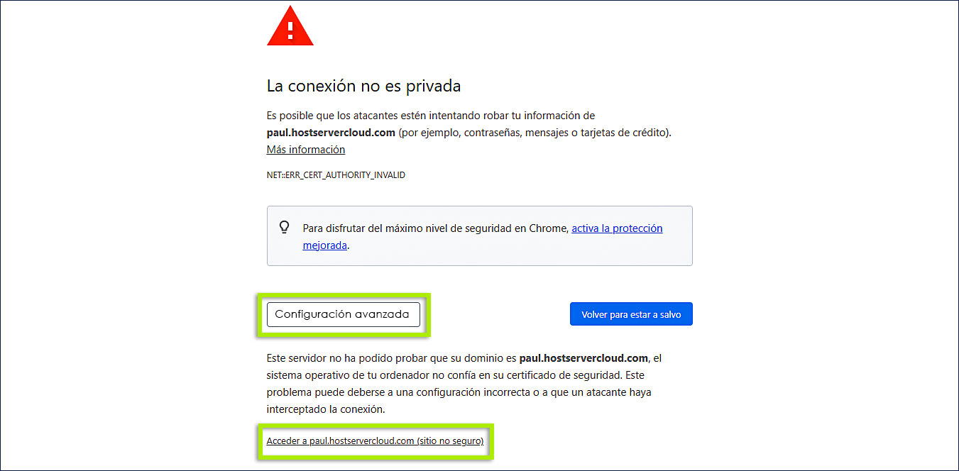 Error de privacidad