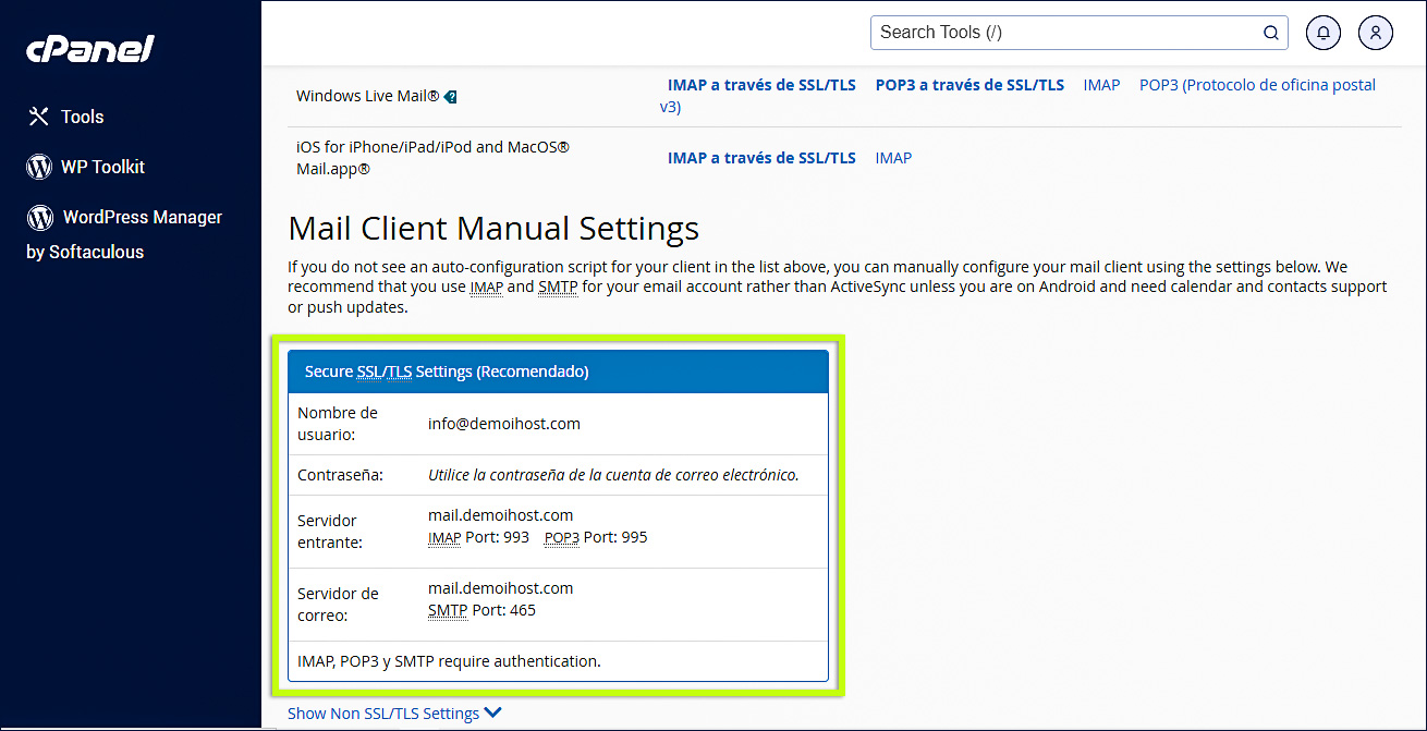 Parametros enlace otros dispositivos