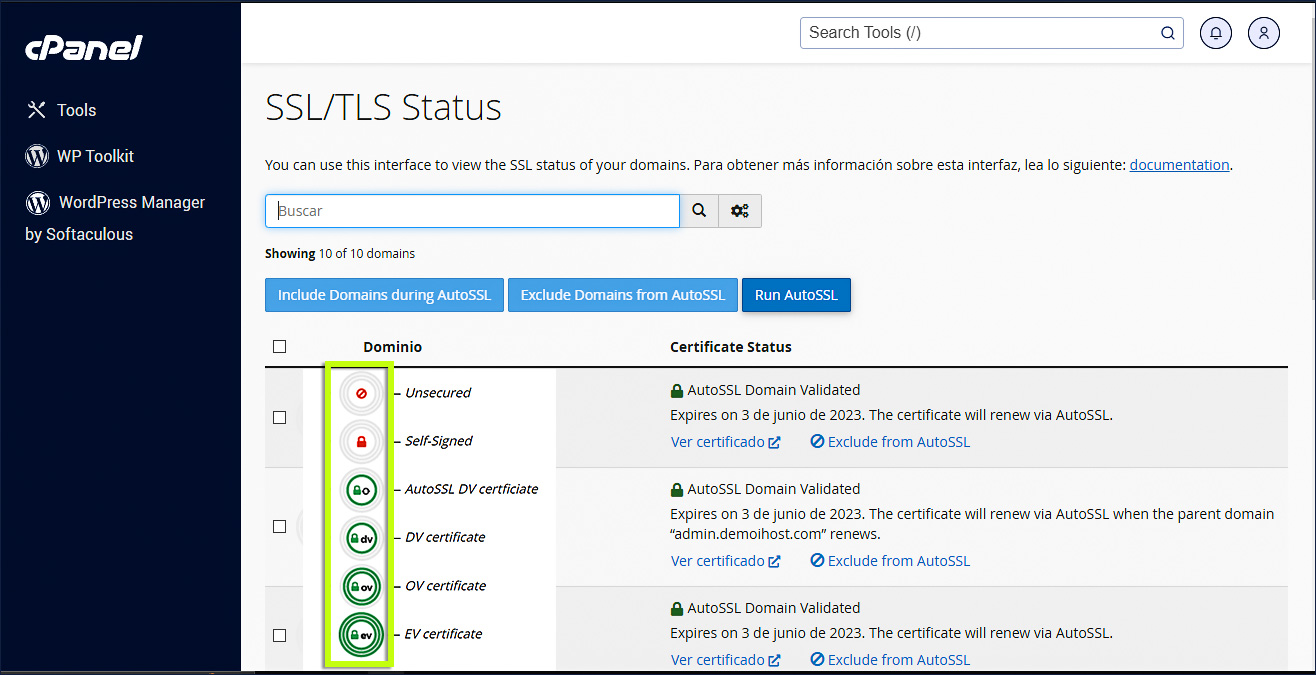 Tipos de certificado SSL