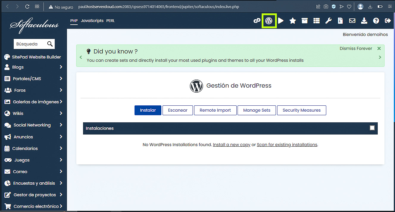 Softaculous - Icono de todas las instalaciones