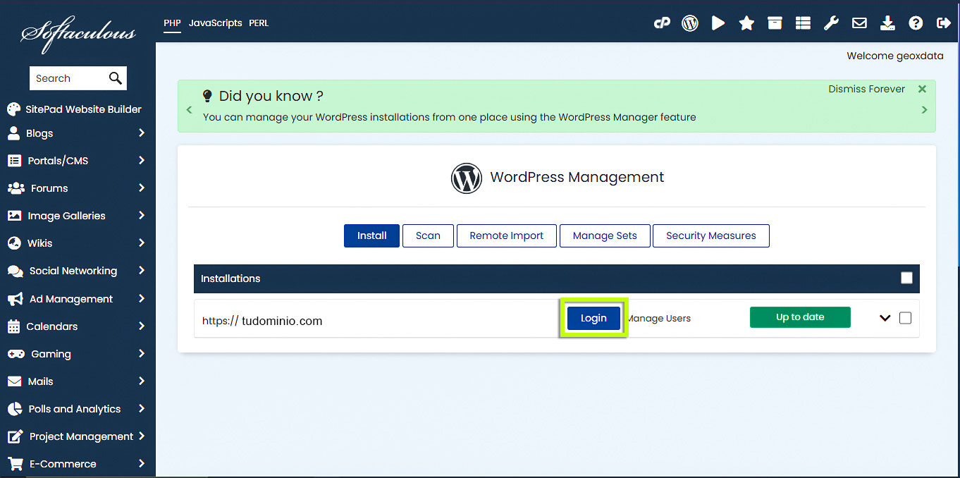 Administrador de WordPress - Versión actualizada