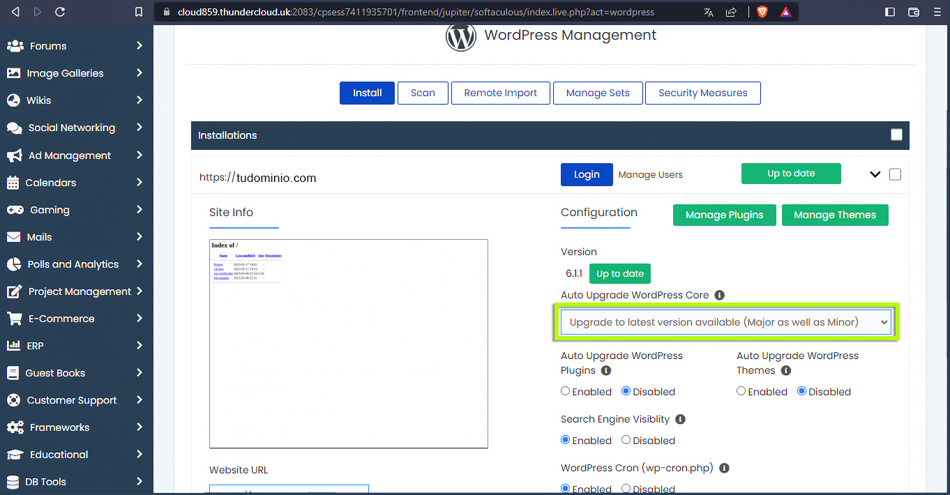 Administrador de WordPress - Configuración principal
