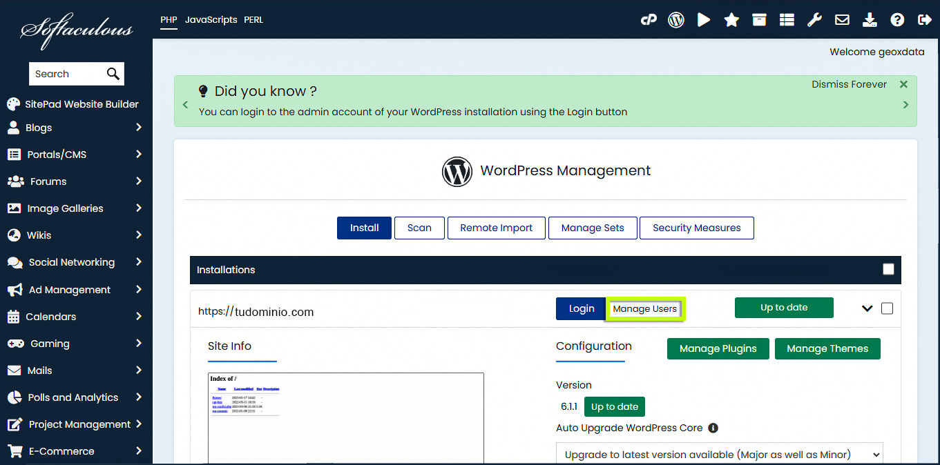 Administrador de WordPress - Cambiar contraseña