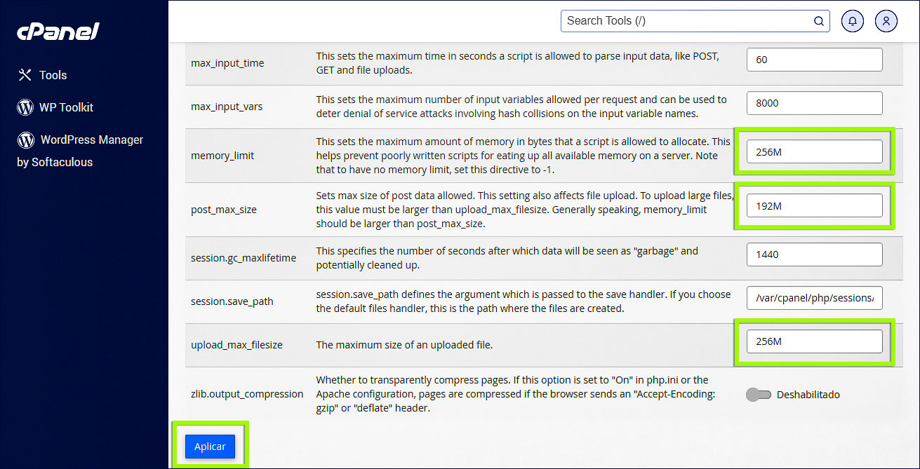 Editor INI de MultiPHP Cambiar datos