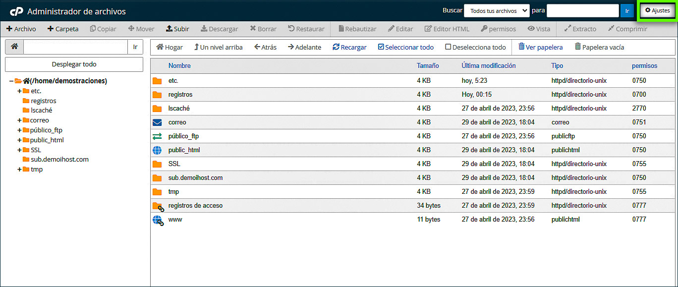 Administrador de archivos_Configuración