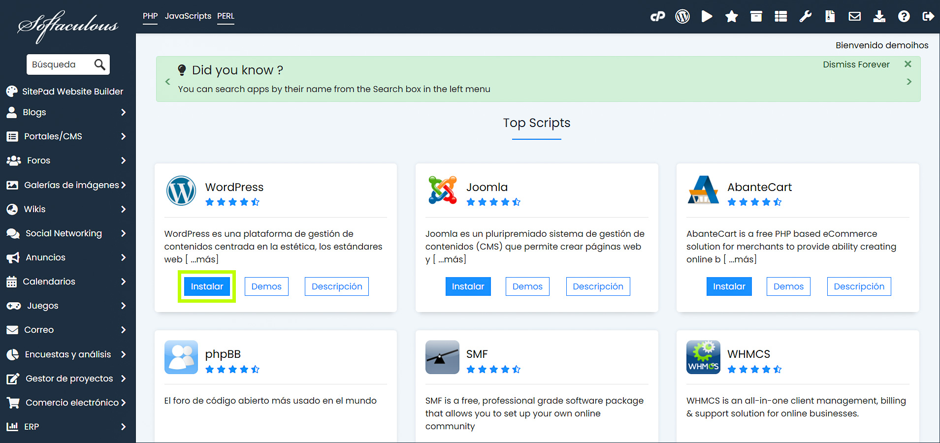 Softaculous_WordPress