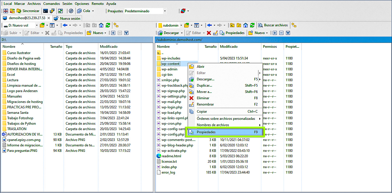 Propiedades de archivo