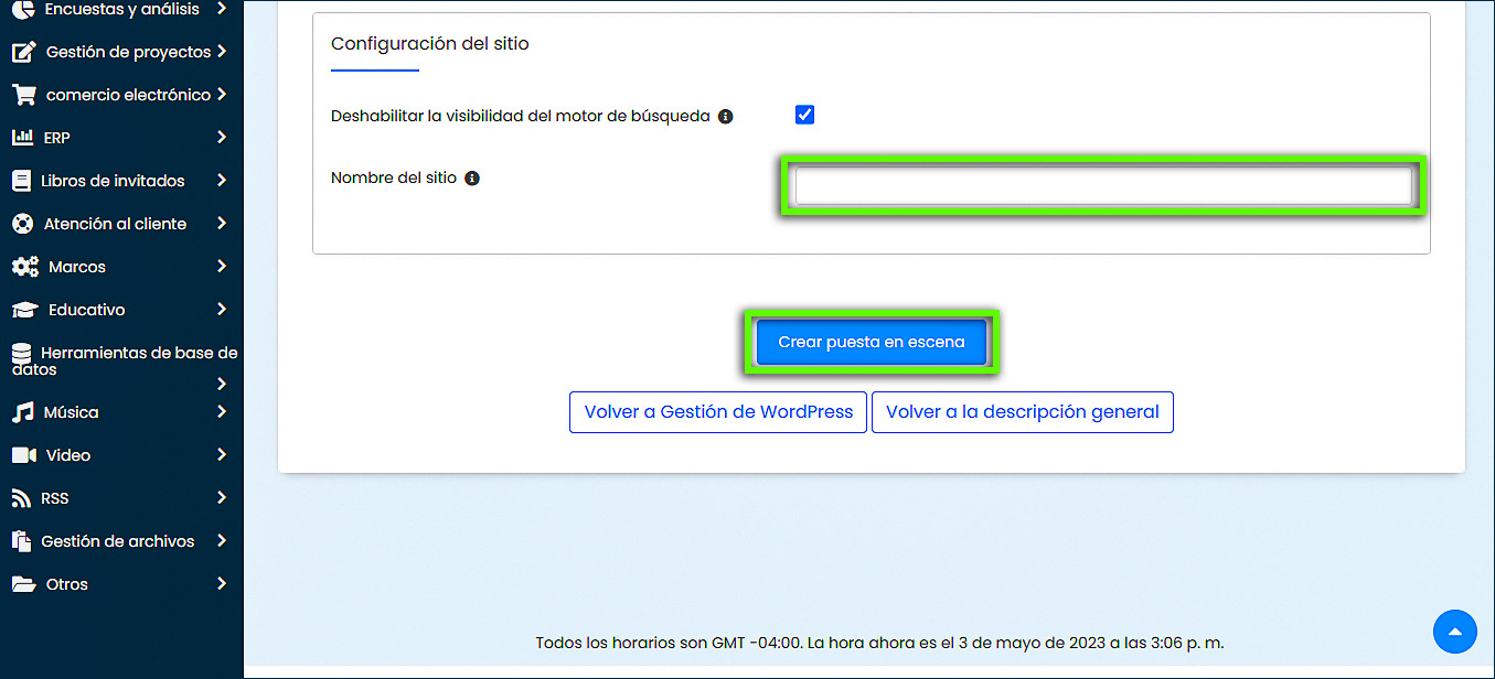 cPanel - Instalador de aplicaciones Softaculous - Barra de progreso de preparación de edificios