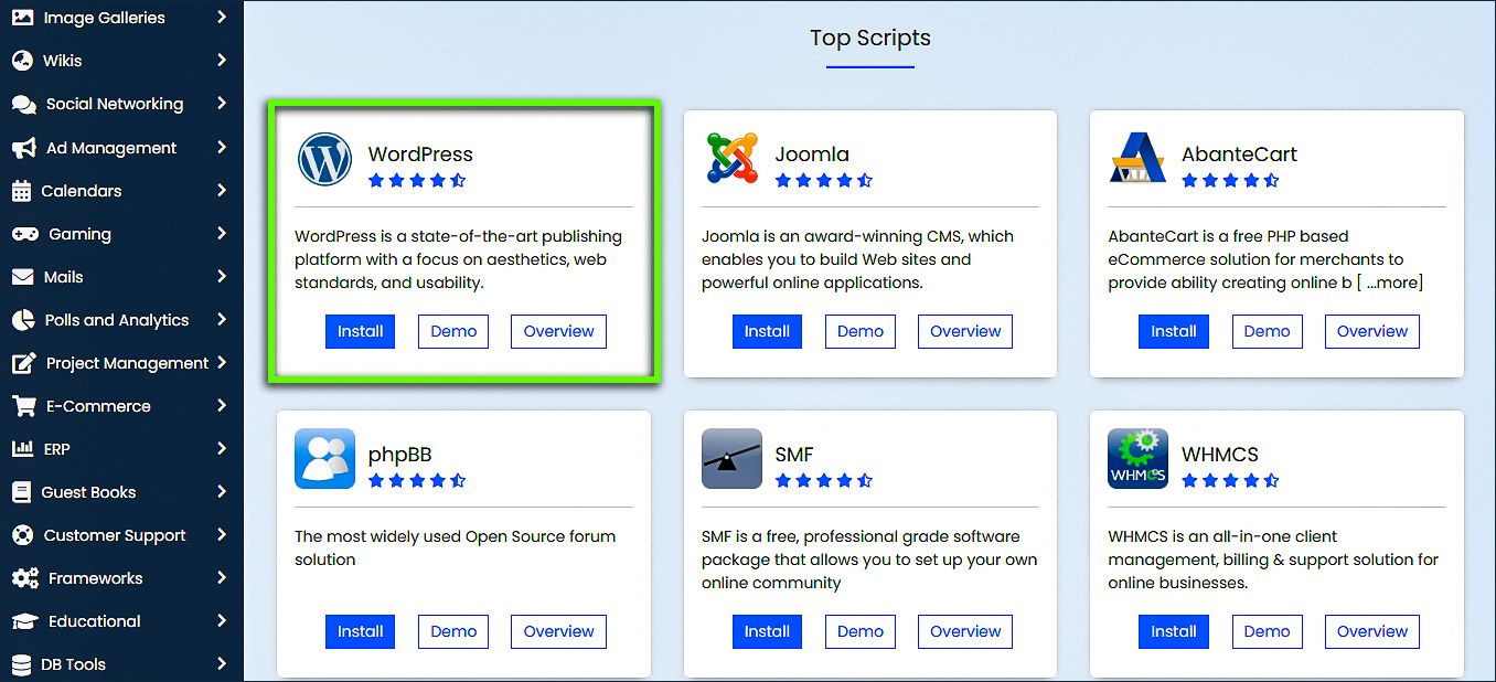 Icono de WordPress de Softaculous
