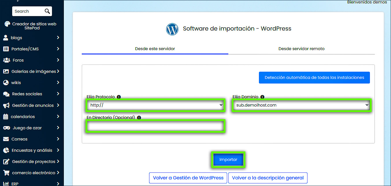 instalación public_html
