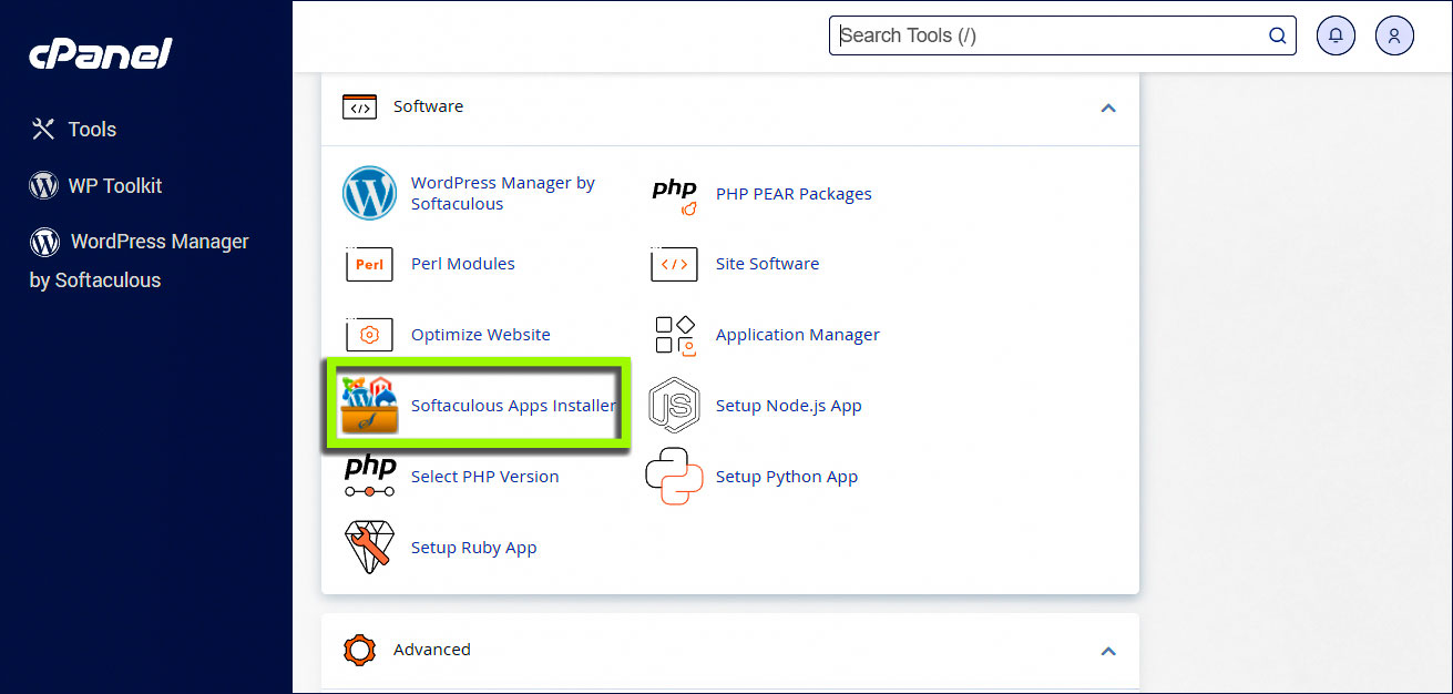Instalador de aplicaciones de HostGator cPanel Softaculous 