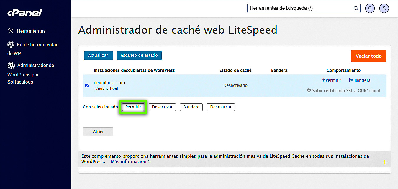 LiteSpeed Enable Instalación