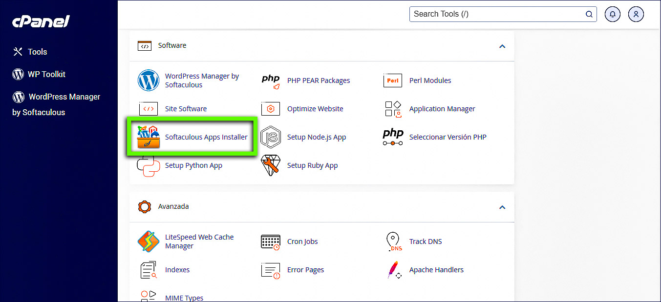 cPanel - Software - Icono del instalador de aplicaciones Softaculous